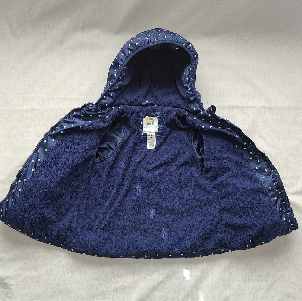 Healthtex Girl's Toddler Puffer Jacket - Blue w/White Polka Dots - Size 4T - Picture 5 of 8